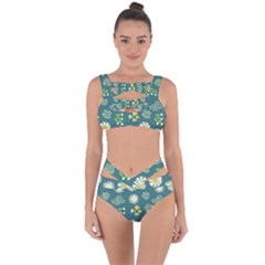 Drawing Flowers Meadow White Bandaged Up Bikini Set 