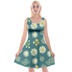 Drawing Flowers Meadow White Reversible Velvet Sleeveless Dress