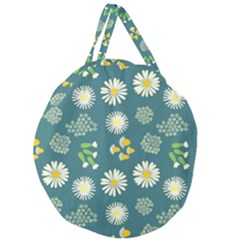 Drawing Flowers Meadow White Giant Round Zipper Tote