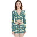 Drawing Flowers Meadow White Velvet Wrap Crop Top and Shorts Set View1