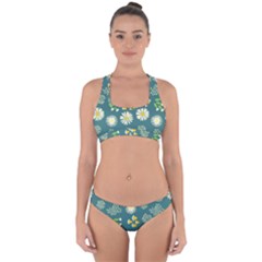 Drawing Flowers Meadow White Cross Back Hipster Bikini Set