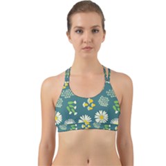 Drawing Flowers Meadow White Back Web Sports Bra