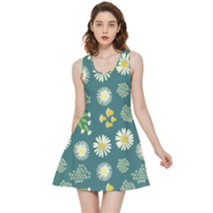 Drawing Flowers Meadow White Inside Out Reversible Sleeveless Dress