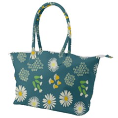 Drawing Flowers Meadow White Canvas Shoulder Bag