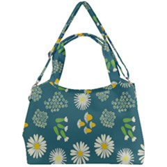 Drawing Flowers Meadow White Double Compartment Shoulder Bag