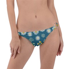 Drawing Flowers Meadow White Ring Detail Bikini Bottoms