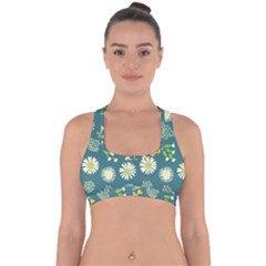 Drawing Flowers Meadow White Cross Back Hipster Bikini Top 