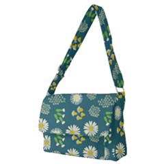 Drawing Flowers Meadow White Full Print Messenger Bag (m) by Maspions