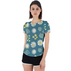 Drawing Flowers Meadow White Back Cut Out Sport T-shirt