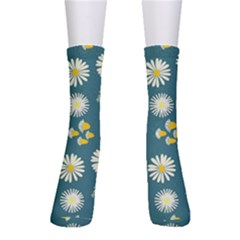 Drawing Flowers Meadow White Crew Socks by Maspions