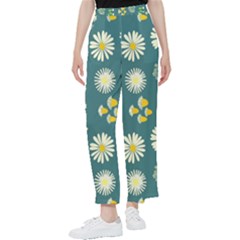 Drawing Flowers Meadow White Women s Pants 