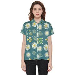 Drawing Flowers Meadow White Short Sleeve Pocket Shirt