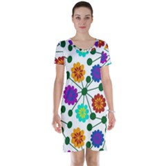 Bloom Plant Flowering Pattern Short Sleeve Nightdress