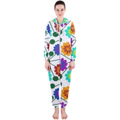 Bloom Plant Flowering Pattern Hooded Jumpsuit (ladies)