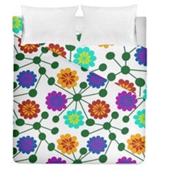 Bloom Plant Flowering Pattern Duvet Cover Double Side (queen Size)