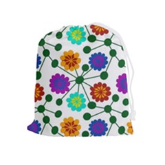 Bloom Plant Flowering Pattern Drawstring Pouch (xl)