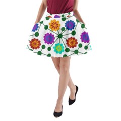 Bloom Plant Flowering Pattern A-line Pocket Skirt