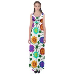 Bloom Plant Flowering Pattern Empire Waist Maxi Dress