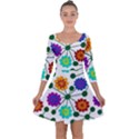 Bloom Plant Flowering Pattern Quarter Sleeve Skater Dress View1