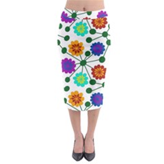 Bloom Plant Flowering Pattern Midi Pencil Skirt