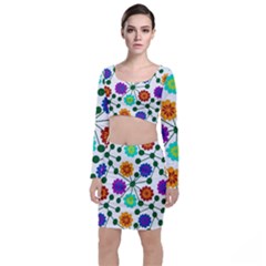 Bloom Plant Flowering Pattern Top And Skirt Sets