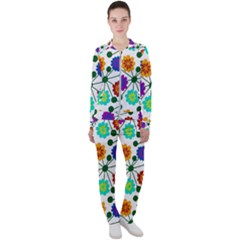 Bloom Plant Flowering Pattern Casual Jacket And Pants Set