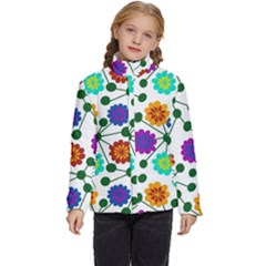 Bloom Plant Flowering Pattern Kids  Puffer Bubble Jacket Coat by Maspions