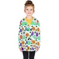 Bloom Plant Flowering Pattern Kids  Double Breasted Button Coat