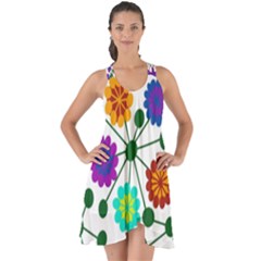 Bloom Plant Flowering Pattern Show Some Back Chiffon Dress