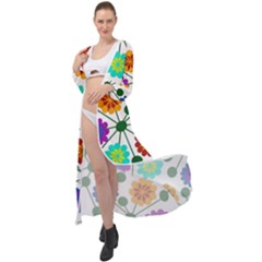 Bloom Plant Flowering Pattern Maxi Chiffon Beach Wrap