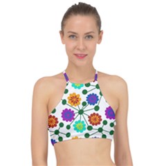 Bloom Plant Flowering Pattern Halter Bikini Top