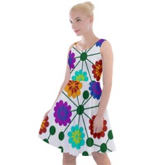 Bloom Plant Flowering Pattern Knee Length Skater Dress