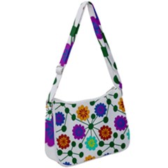 Bloom Plant Flowering Pattern Zip Up Shoulder Bag by Maspions