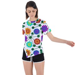 Bloom Plant Flowering Pattern Asymmetrical Short Sleeve Sports T-shirt