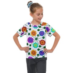 Bloom Plant Flowering Pattern Kids  Mesh Piece T-shirt