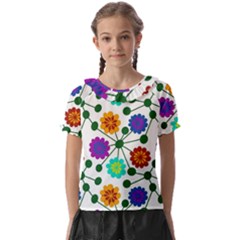 Bloom Plant Flowering Pattern Kids  Frill Chiffon Blouse by Maspions