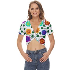 Bloom Plant Flowering Pattern Twist Front Crop Top