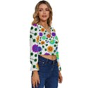 Bloom Plant Flowering Pattern Long Sleeve V-Neck Top View3