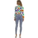 Bloom Plant Flowering Pattern Long Sleeve V-Neck Top View4