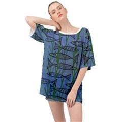 Fish Pike Pond Lake River Animal Oversized Chiffon Top by Maspions