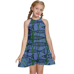 Fish Pike Pond Lake River Animal Kids  Halter Collar Waist Tie Chiffon Dress