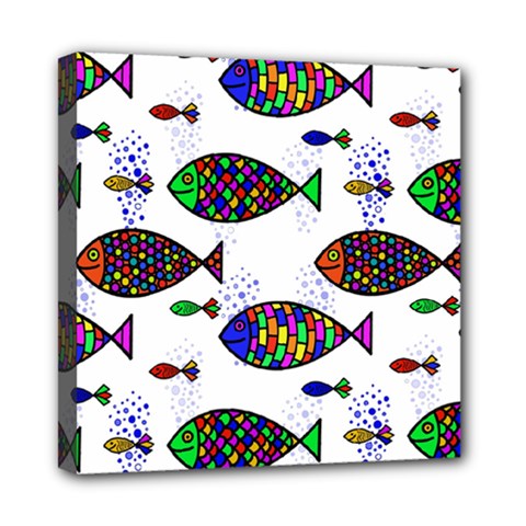 Fish Abstract Colorful Mini Canvas 8  X 8  (stretched)