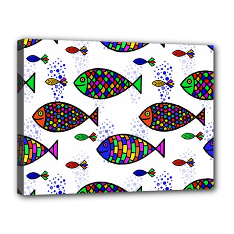 Fish Abstract Colorful Canvas 16  X 12  (stretched)