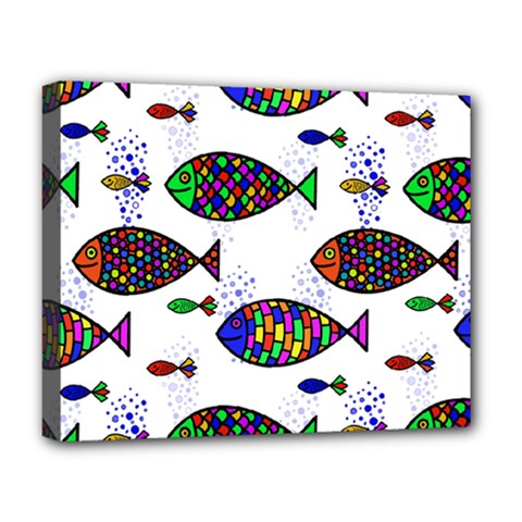 Fish Abstract Colorful Deluxe Canvas 20  X 16  (stretched)