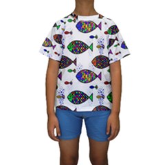 Fish Abstract Colorful Kids  Short Sleeve Swimwear