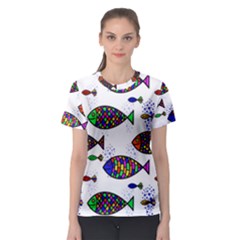 Fish Abstract Colorful Women s Sport Mesh T-shirt