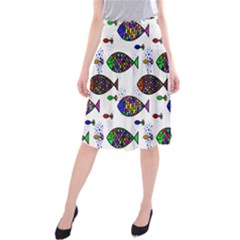 Fish Abstract Colorful Midi Beach Skirt