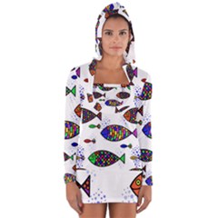 Fish Abstract Colorful Long Sleeve Hooded T-shirt