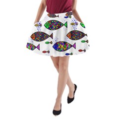 Fish Abstract Colorful A-line Pocket Skirt by Maspions