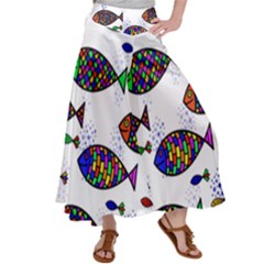 Fish Abstract Colorful Women s Satin Palazzo Pants